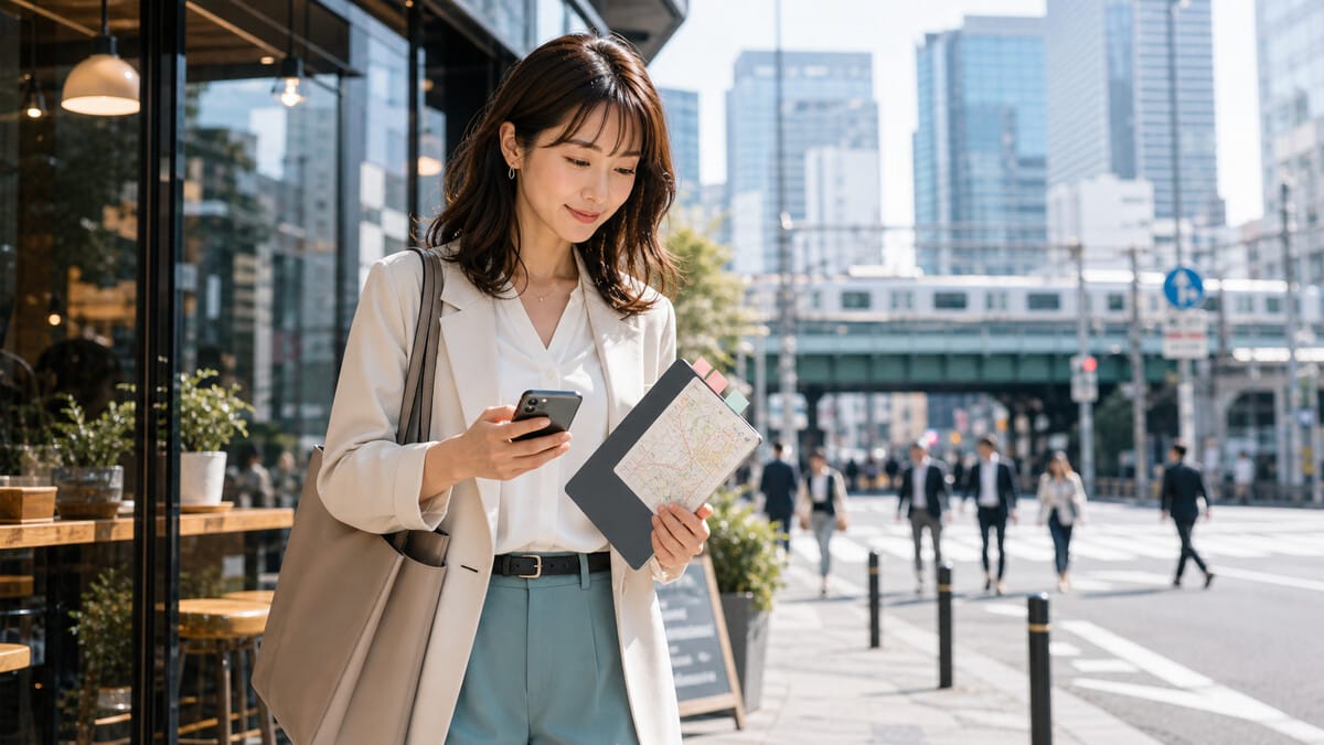 東京都内のエリアから通いやすい仕事を探す女性のイメージ