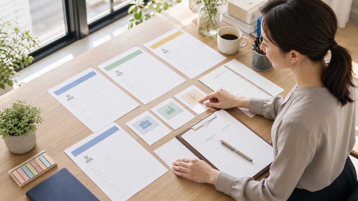 職務経歴書テンプレートを職種別に整理し、経験をまとめるイメージのサムネイル