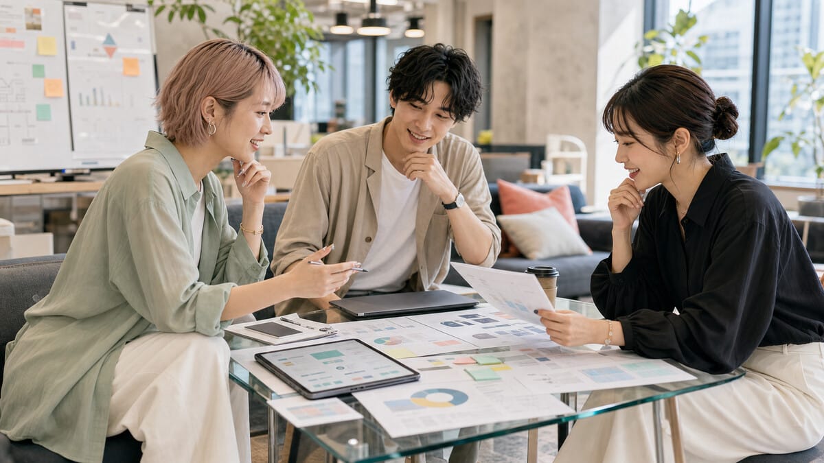 服装自由のIT・Web系オフィスで自分らしく働く人たちのイメージ