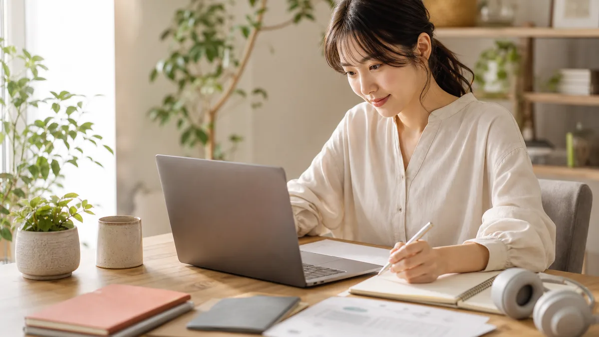 フリーランス案件や働き方を整理する人物のイメージ