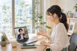 自宅でリモートワークに取り組むワークシーン