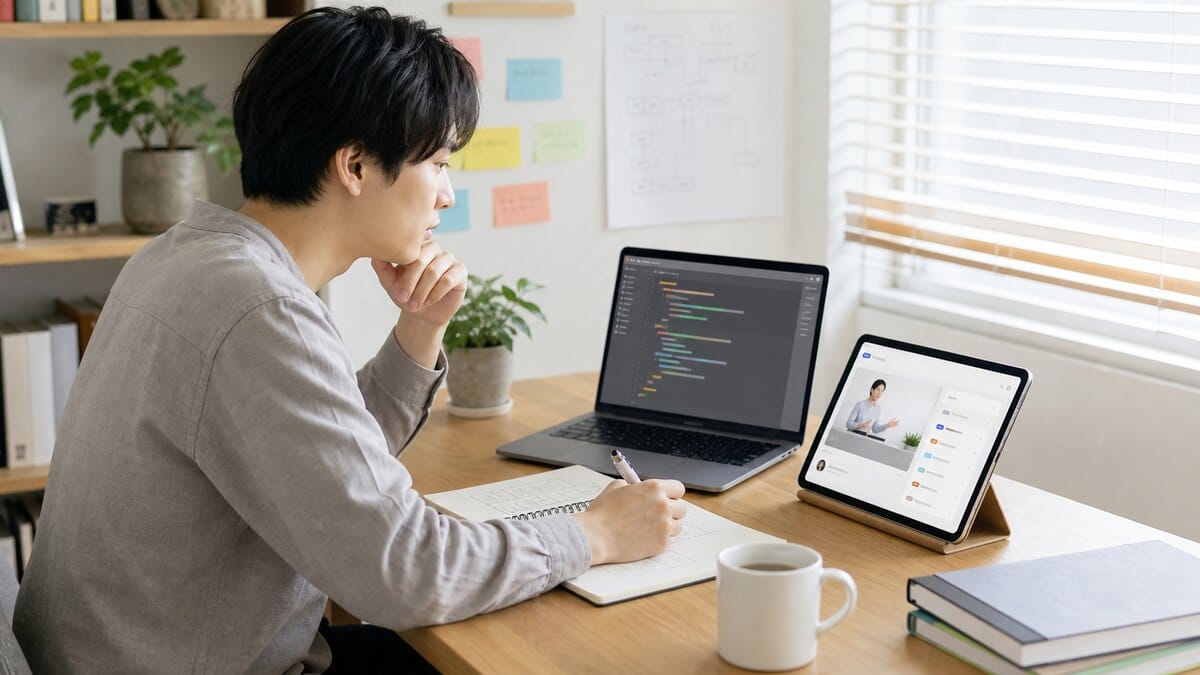 未経験からITエンジニア転職を目指し、プログラミングを学ぶ人